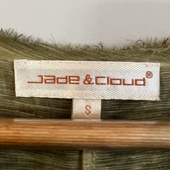 Jade & Cloud Small Lagenlook Dress Asymmetrical Hem Artsy Linen Silk Gauze - Picture 6 of 7